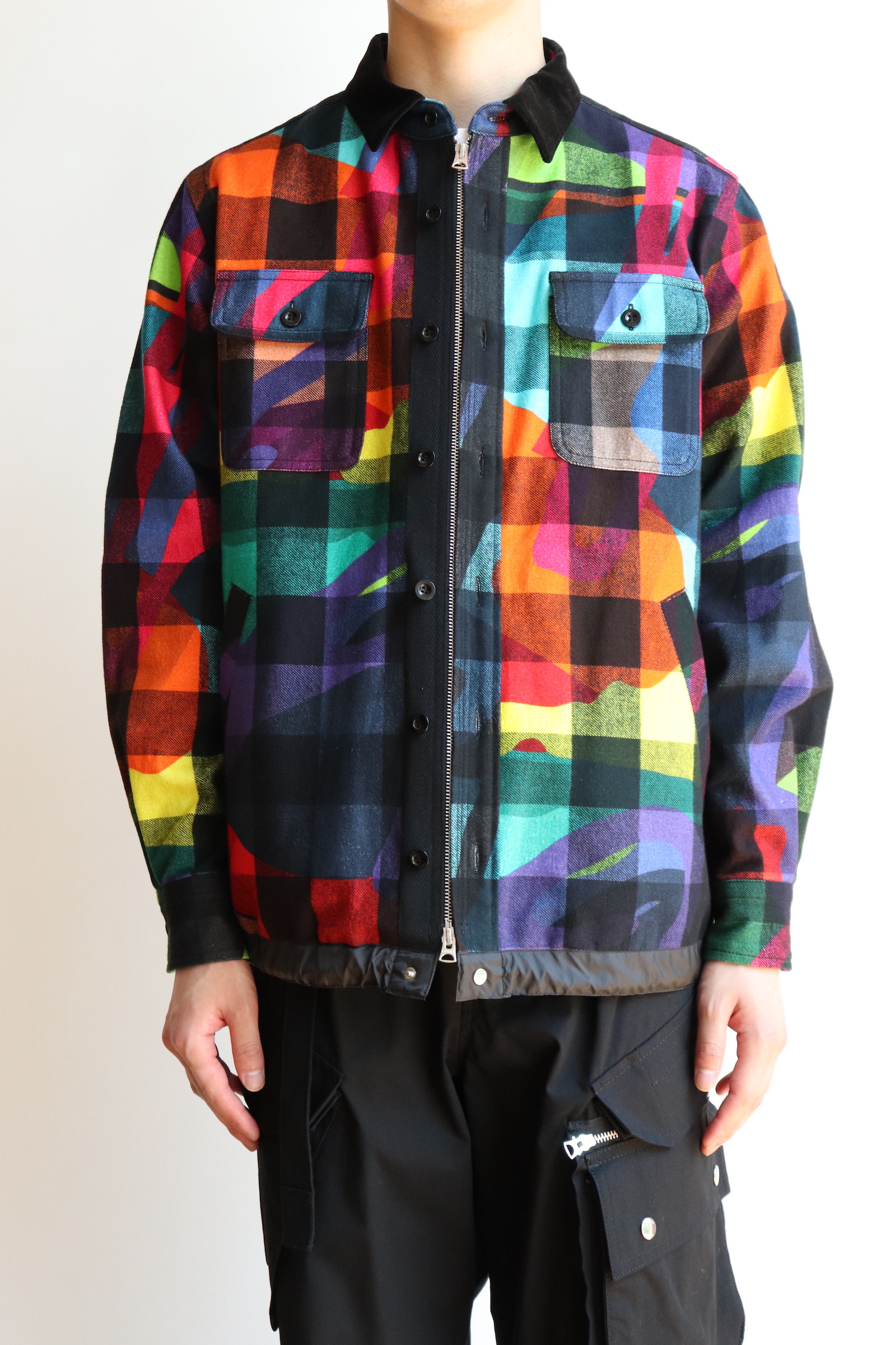 sacai × KAWS Plaid Shirt Multi size1-