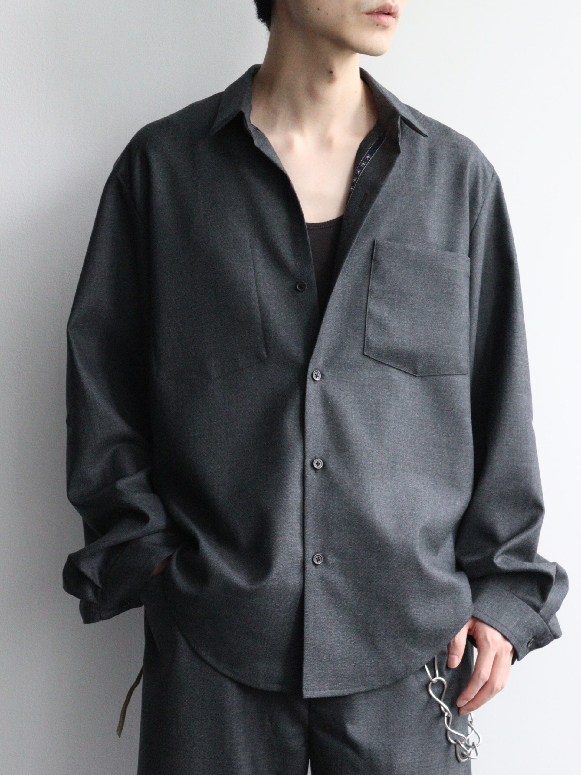 チャコールSUNSEA Johnny D.Linen Shirt / 3 / チャコール - シャツ