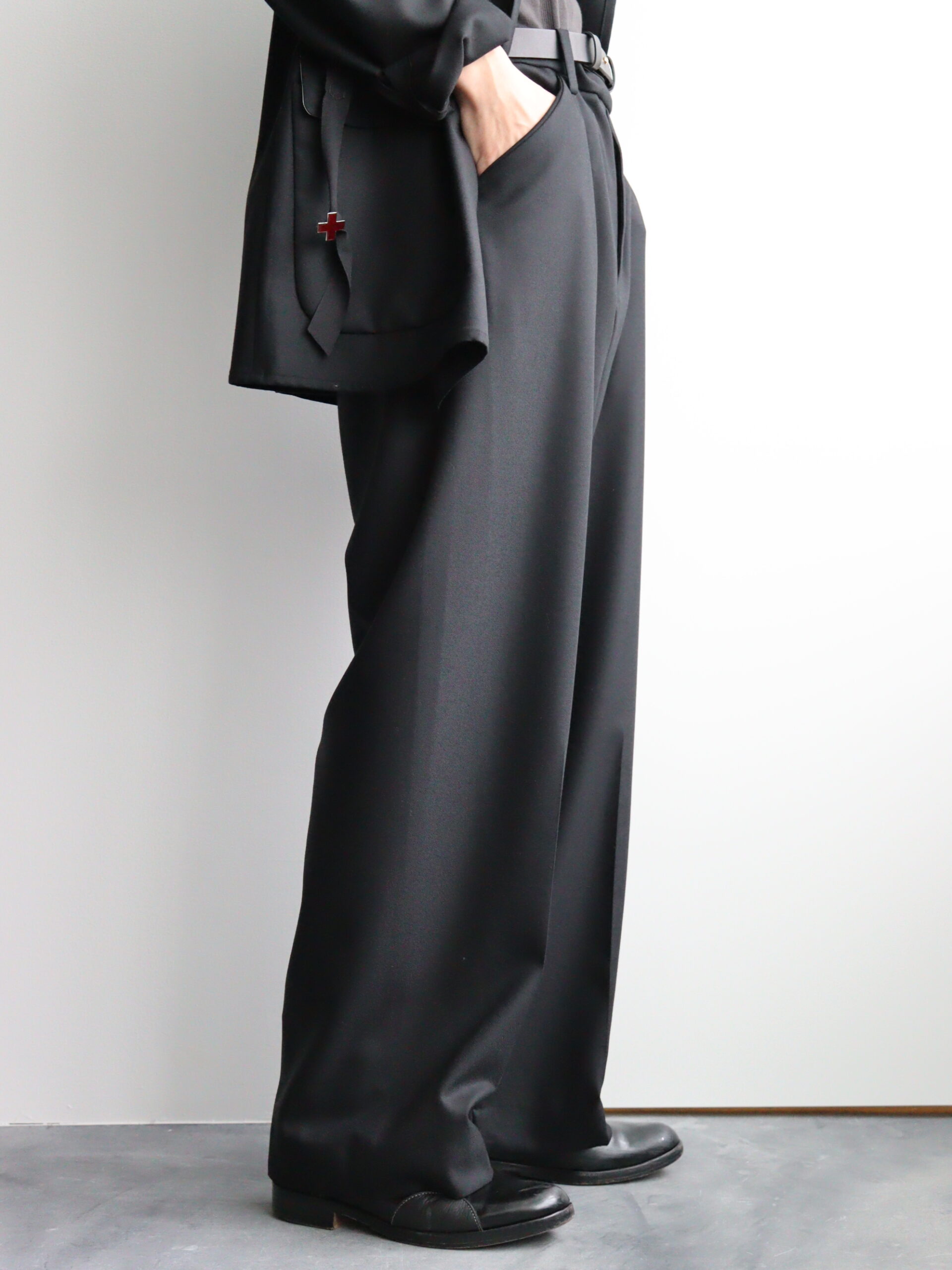 sunsea N.M OXFORD w/耳 TEKETEKE PANTS/BK-