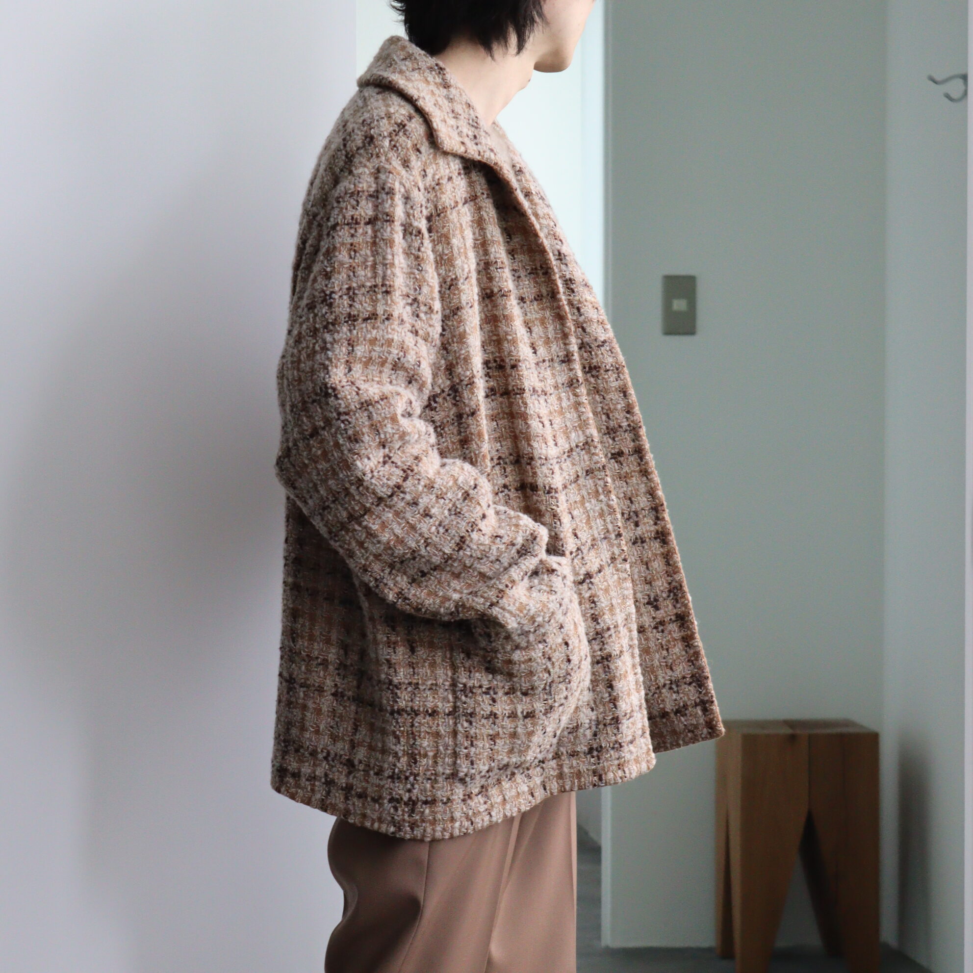 Auralee homespun tweed shirts blouson