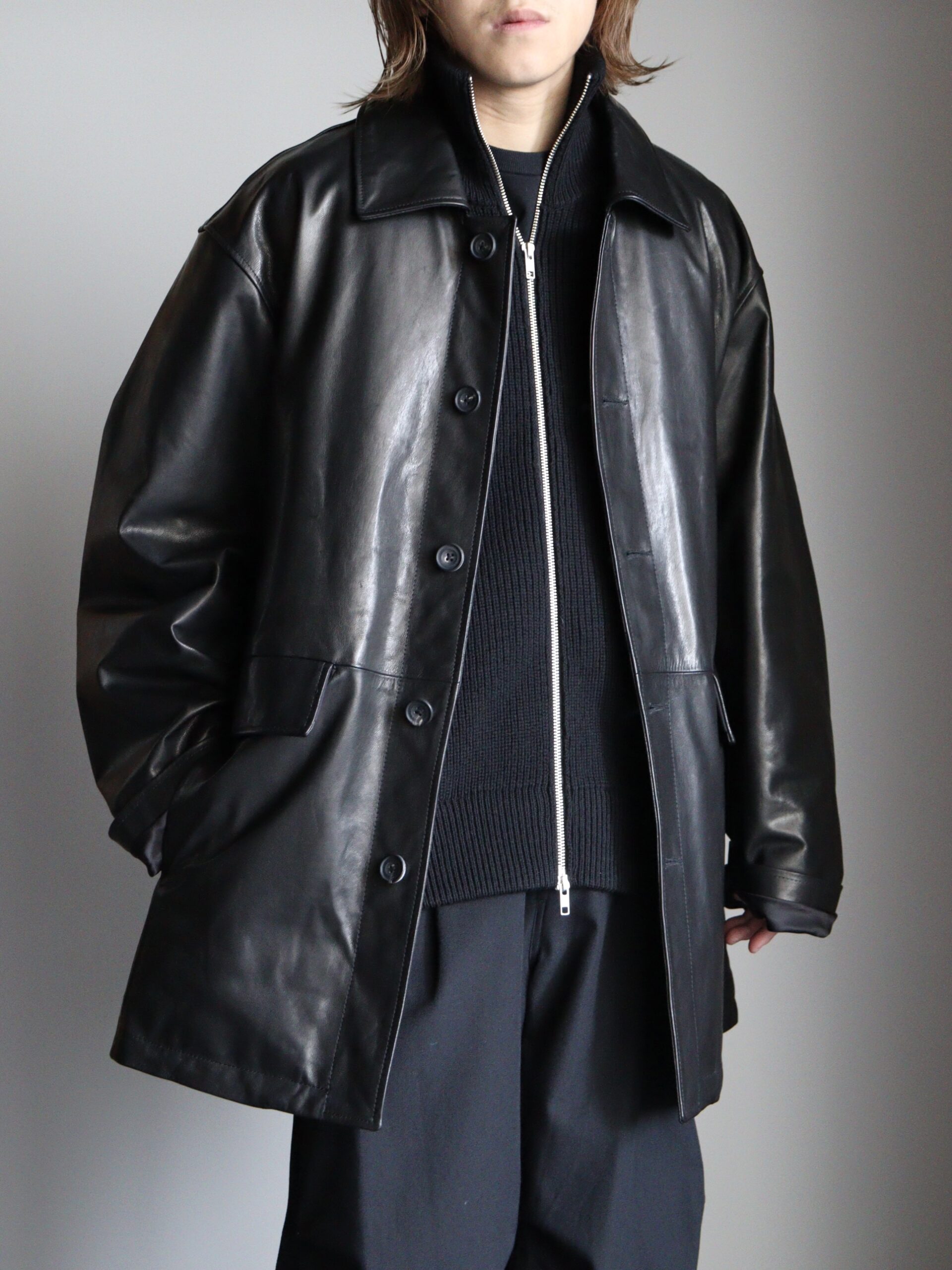 色移り有り stein 23ss leather car coat s | www.tegdarco.com
