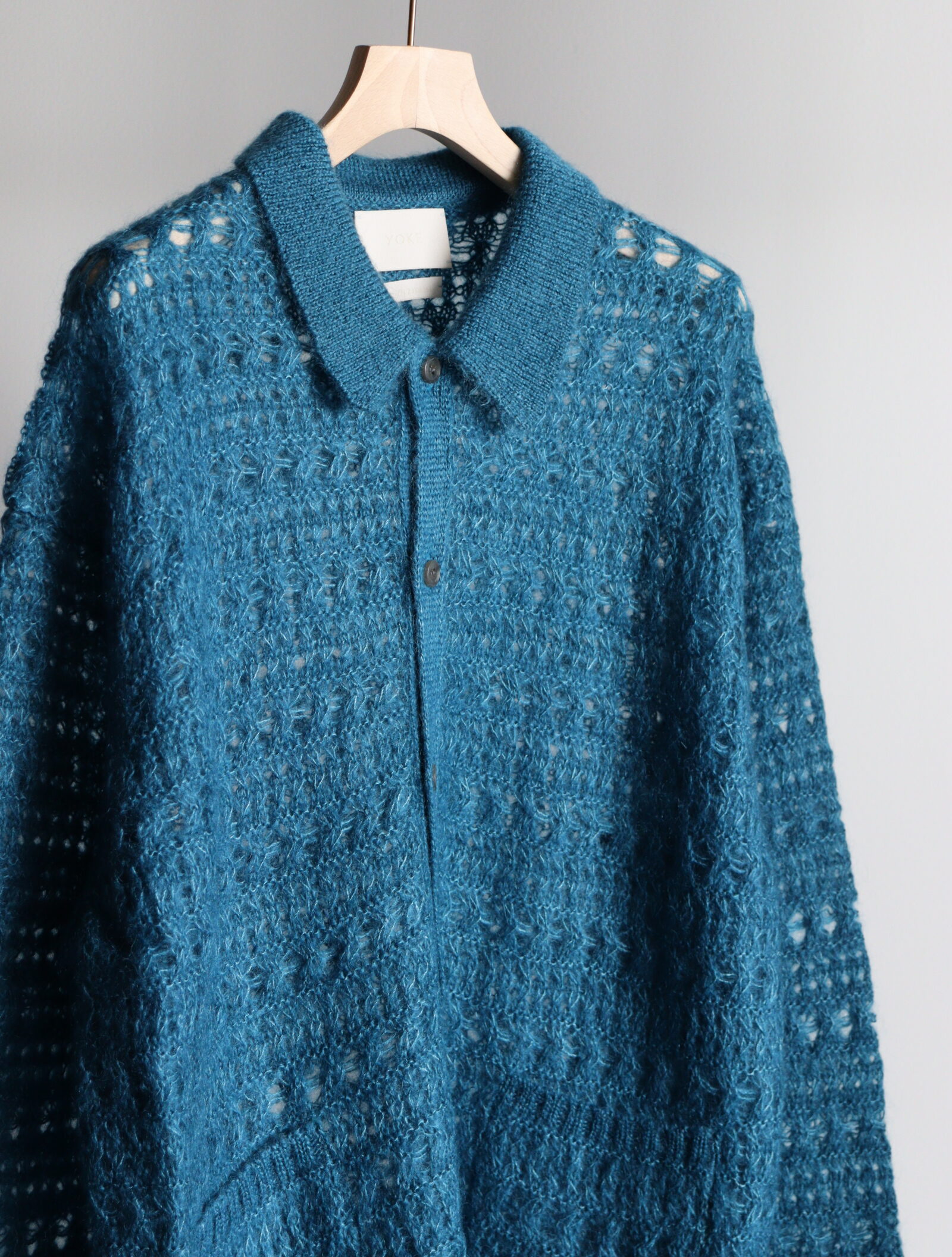 23ss MOHAIR SILK MESH KNIT SHIRT YOKE-