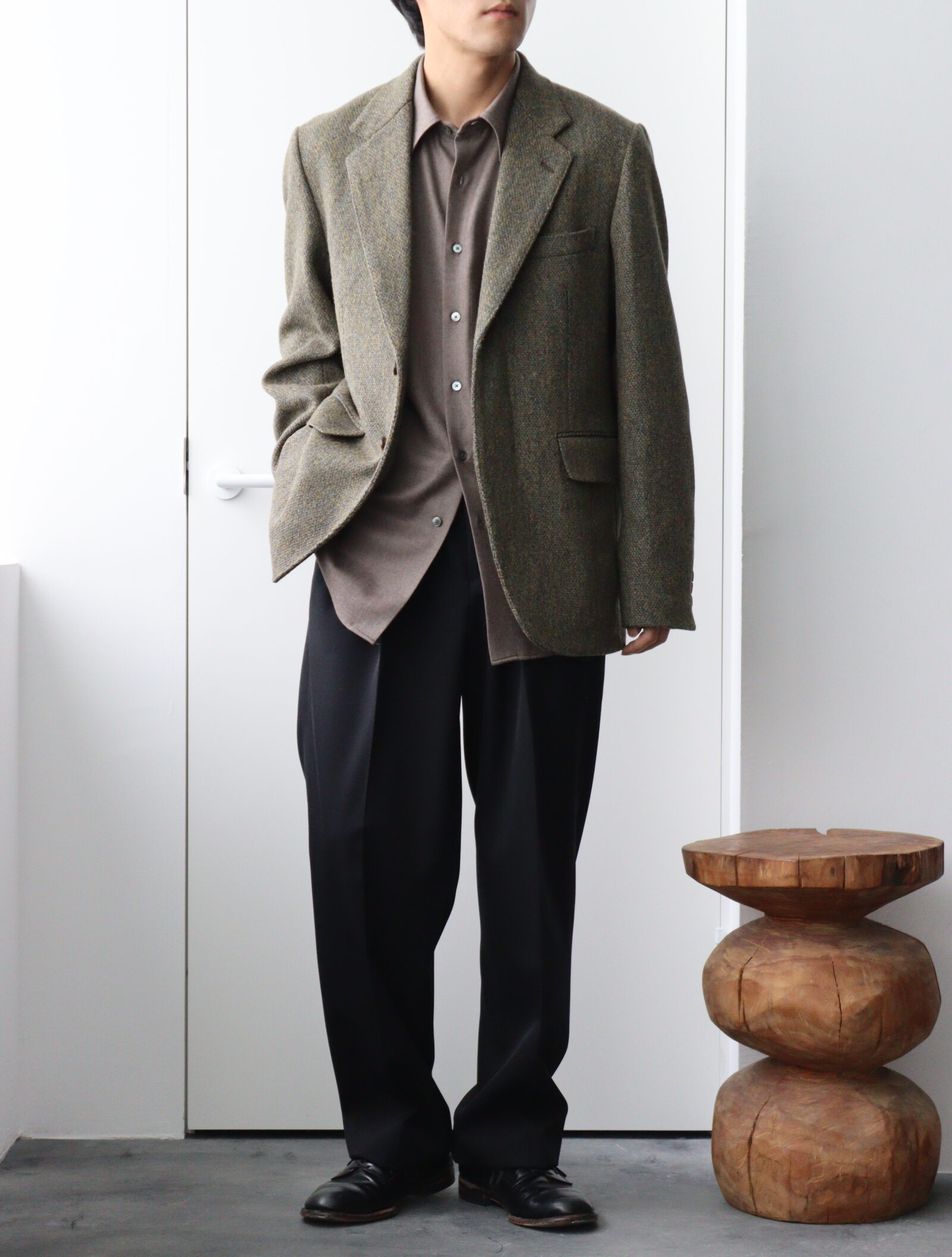 AURALEE BRITISH WOOL TWEED OVER JACKET - ジャケット/アウター