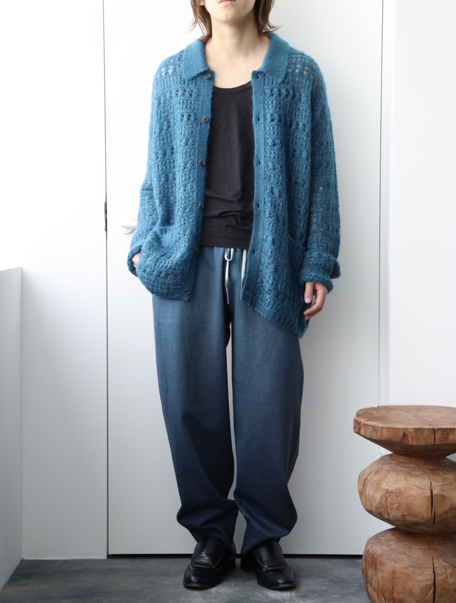 yoke】Mohair Silk Mesh Knit Vest-