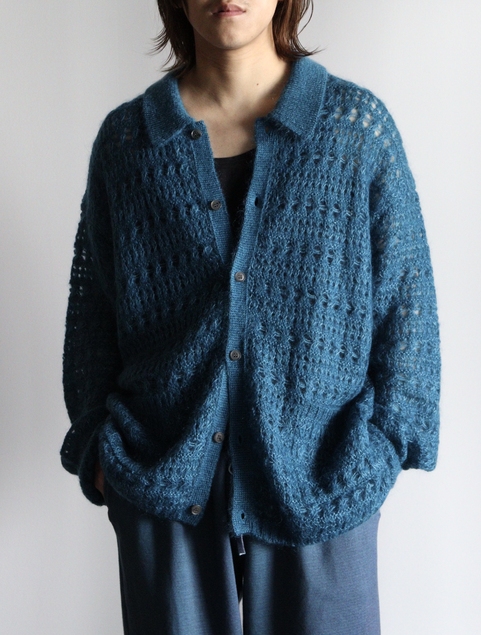 YOKE MOHAIR SILK MESH KNIT SHIRTトップス - カーディガン