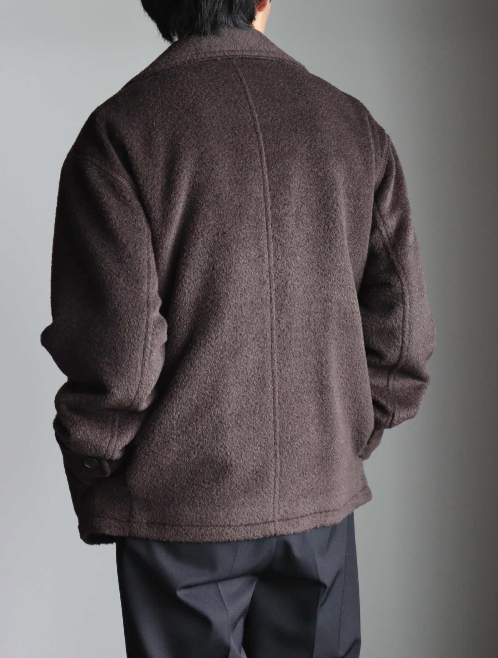 Auralee Brushed Suri Alpaca Mohair Jacquard Zip Blouson - Dark Brown 4