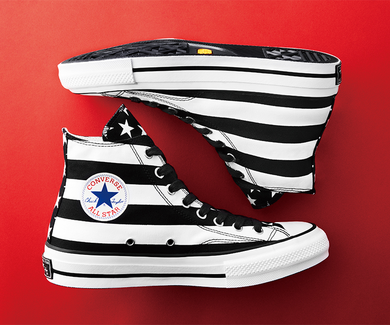 Striped converse high top sale