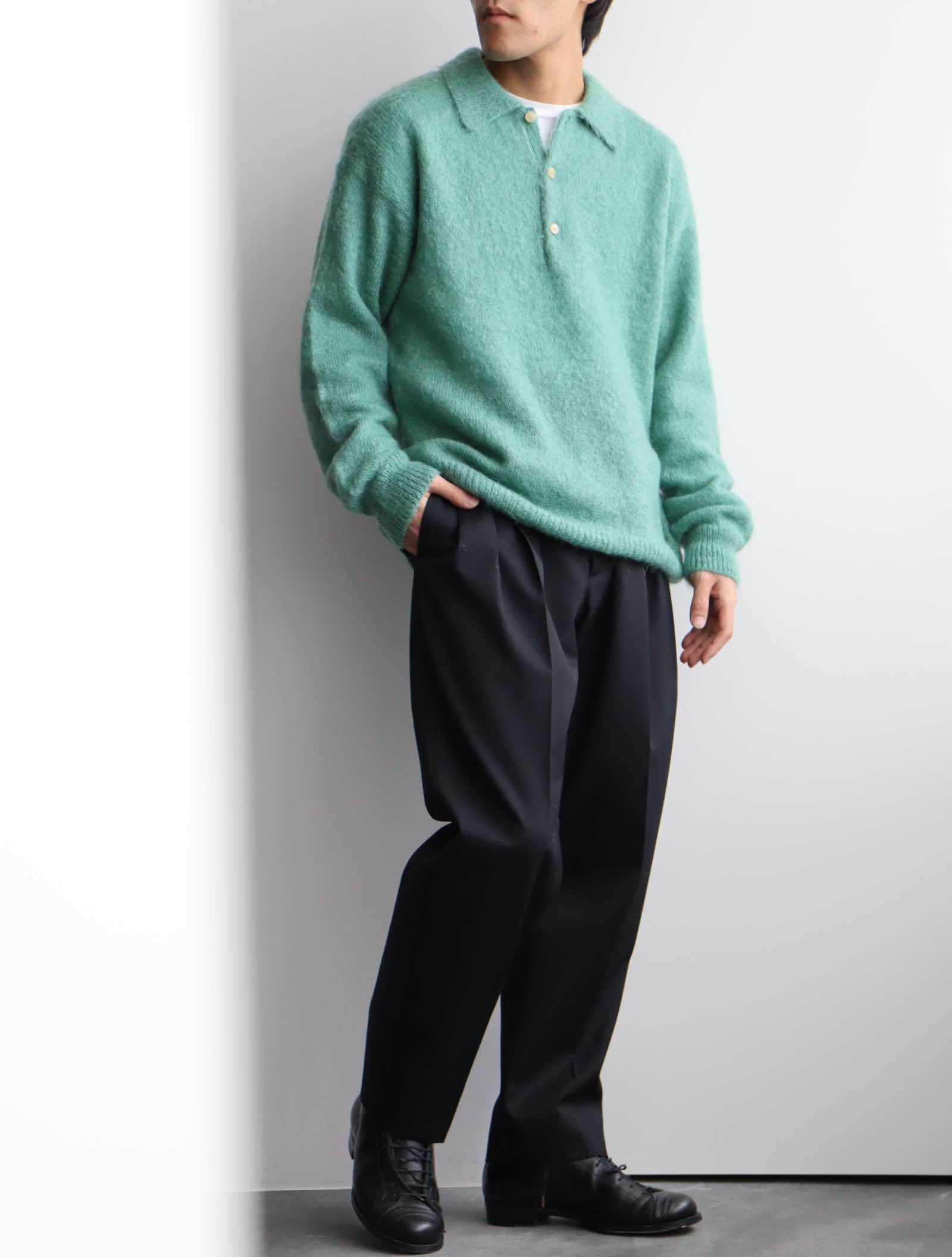 BRUSHED SUPER KID MOHAIR KNIT POLO軽くて肌触りが良く