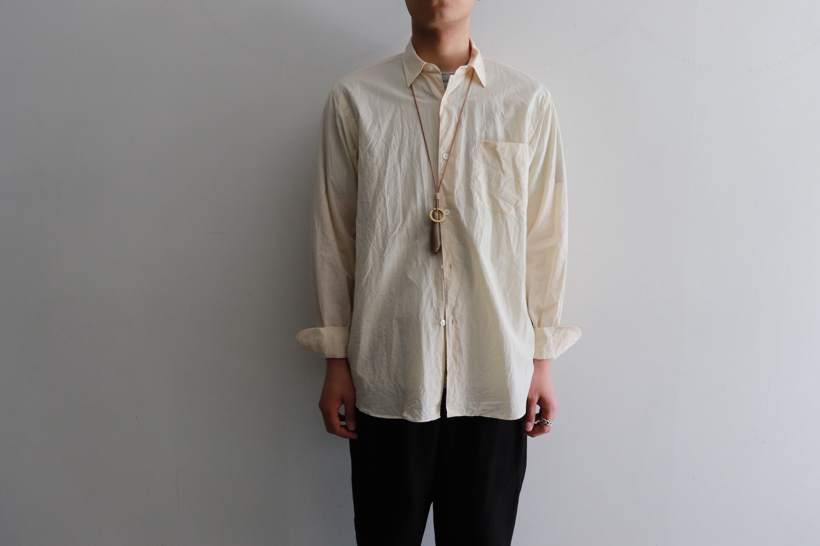 19ss希少 美品 ECRU コモリシャツ Band Collar Shirt シャツ