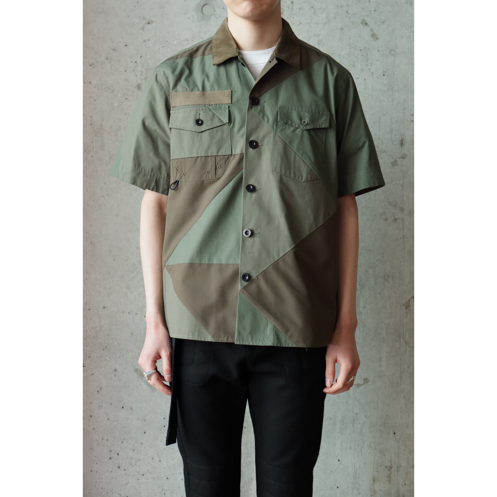 sacai×hank willis thomas solid mix shirt