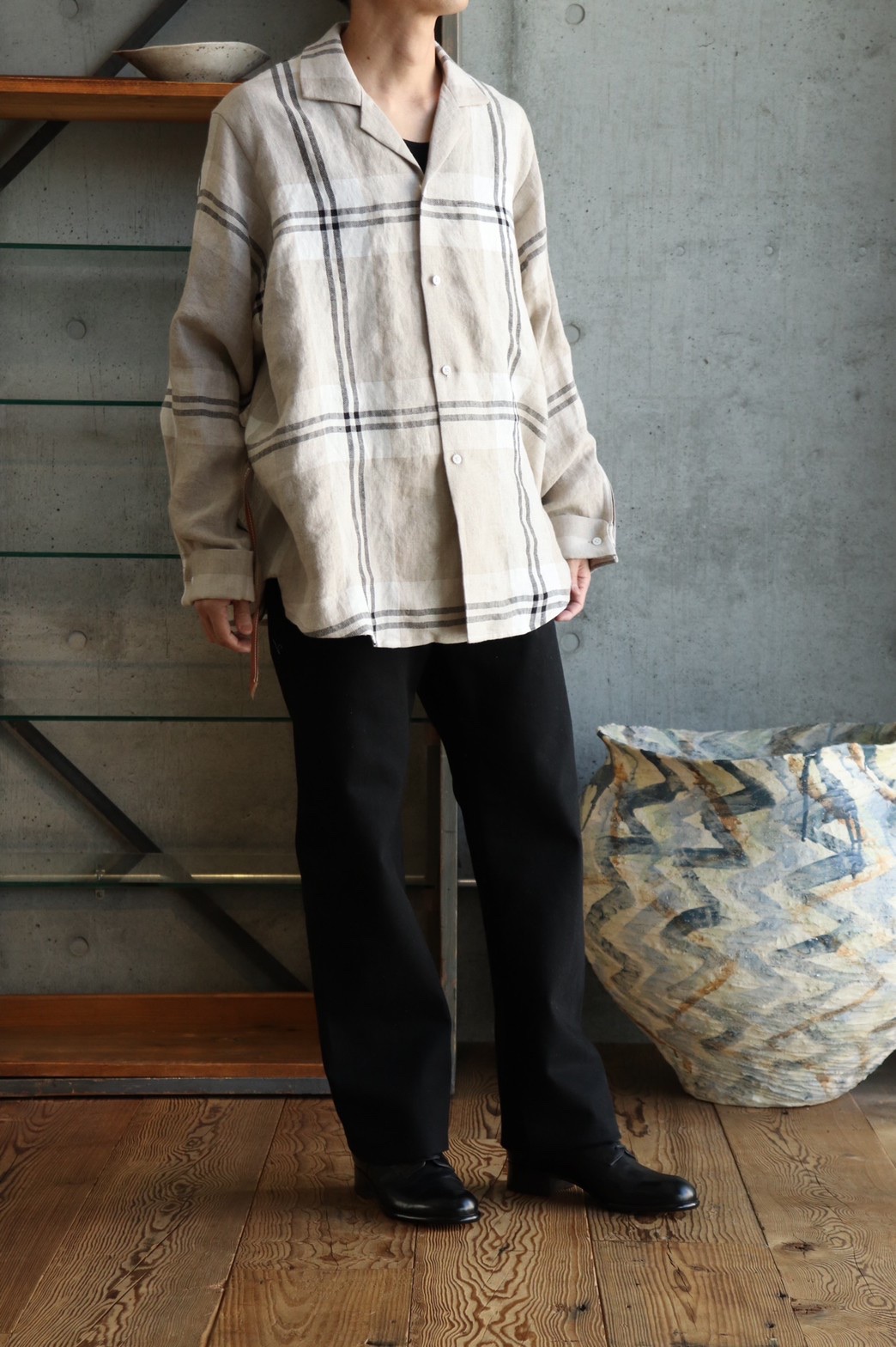 定価は税込49500円でしたSUNSEA 21SS LINEN CHECK GIGOLO SHIRT